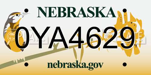 0YA4629 Nebraska License Plate
