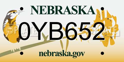 0YB652 Nebraska License Plate
