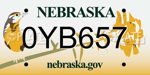 0YB657 Nebraska License Plate
