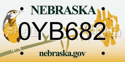 0YB682 Nebraska License Plate
