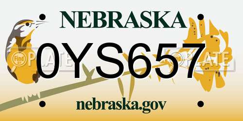 0YS657 Nebraska License Plate