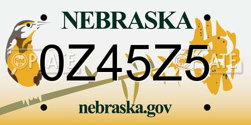 0Z45Z5 Nebraska License Plate