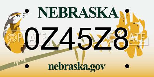 0Z45Z8 Nebraska License Plate