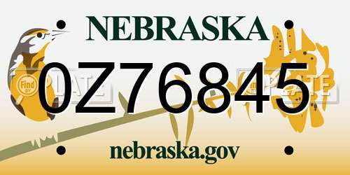 0Z76845 Nebraska License Plate