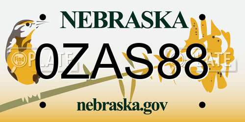 0ZAS88 Nebraska License Plate