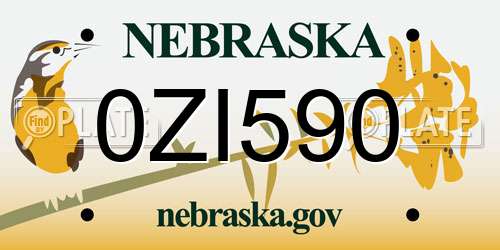 0ZI590 Nebraska License Plate