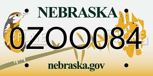 0ZOO084 Nebraska License Plate