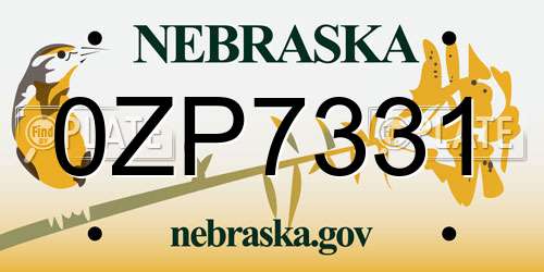 0ZP7331 Nebraska License Plate