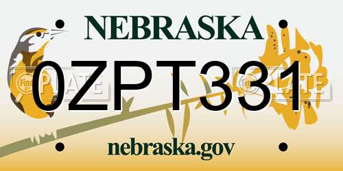 0ZPT331 Nebraska License Plate