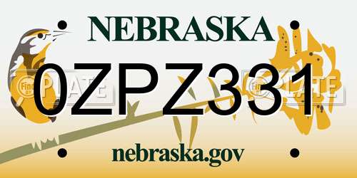 0ZPZ331 Nebraska License Plate