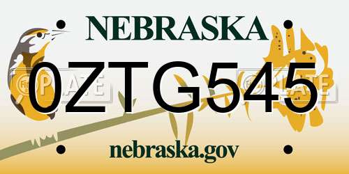 0ZTG545 Nebraska License Plate