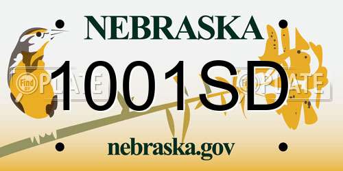 1001SD Nebraska License Plate