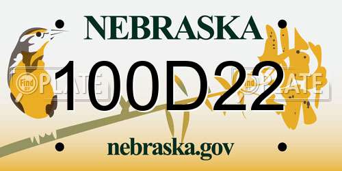 100D22 Nebraska License Plate