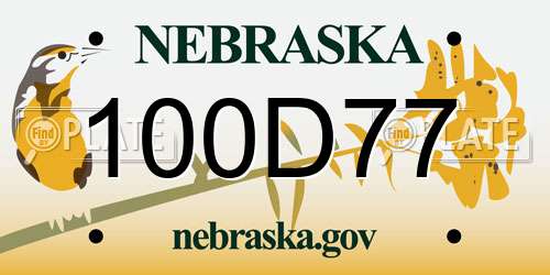 100D77 Nebraska License Plate