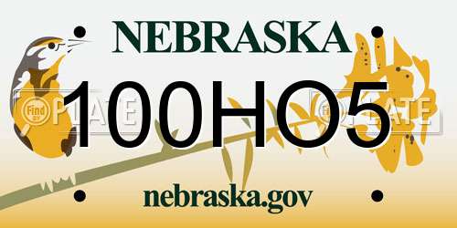 100HO5 Nebraska License Plate