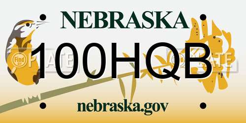 100HQB Nebraska License Plate