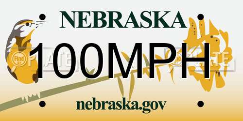 100MPH Nebraska License Plate