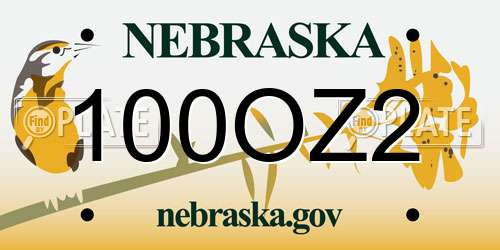 100OZ2 Nebraska License Plate