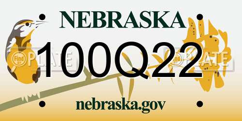 100Q22 Nebraska License Plate