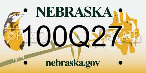 100Q27 Nebraska License Plate