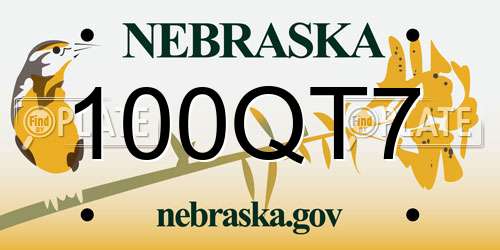 100QT7 Nebraska License Plate