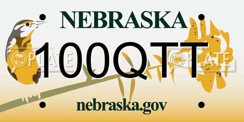 100QTT Nebraska License Plate
