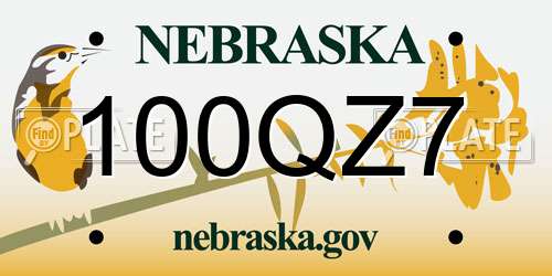 100QZ7 Nebraska License Plate