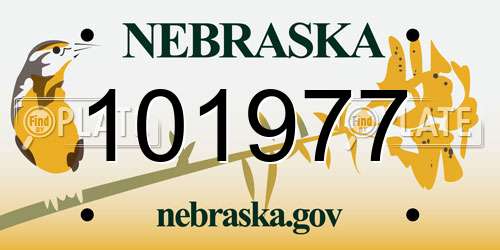 101977 Nebraska License Plate