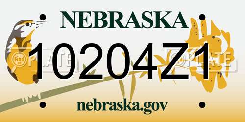 10204Z1 Nebraska License Plate