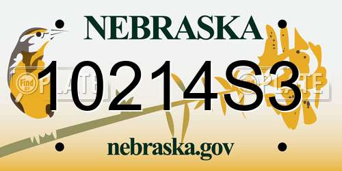 10214S3 Nebraska License Plate