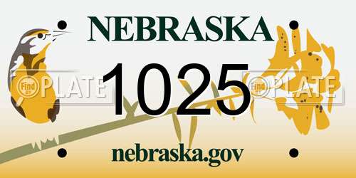 1025 Nebraska License Plate