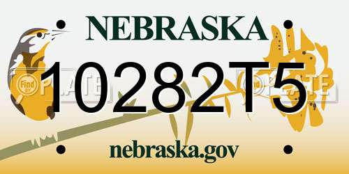 10282T5 Nebraska License Plate