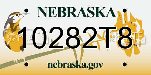 10282T8 Nebraska License Plate