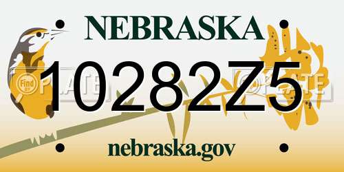 10282Z5 Nebraska License Plate