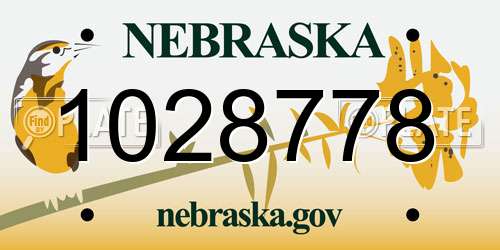 1028778 Nebraska License Plate