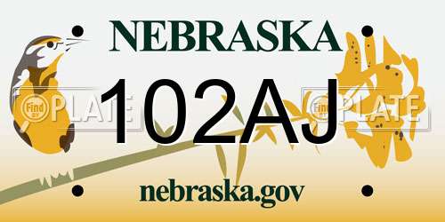 102AJ Nebraska License Plate