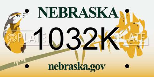 1032K Nebraska License Plate