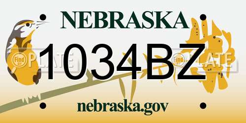 1034BZ Nebraska License Plate