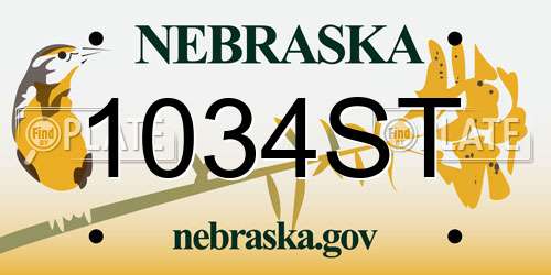 1034ST Nebraska License Plate