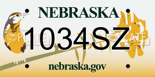 1034SZ Nebraska License Plate