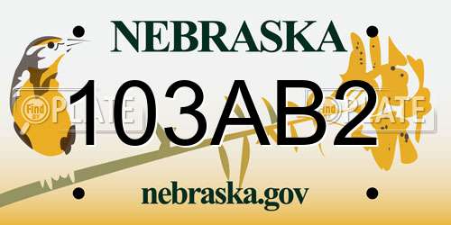 103AB2 Nebraska License Plate
