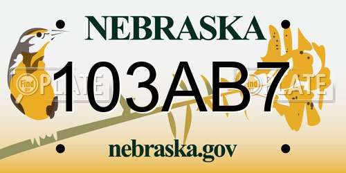 103AB7 Nebraska License Plate