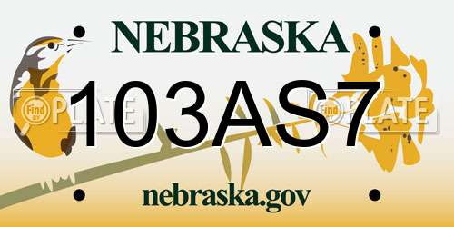 103AS7 Nebraska License Plate