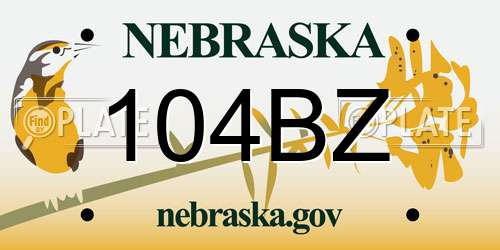 104BZ Nebraska License Plate
