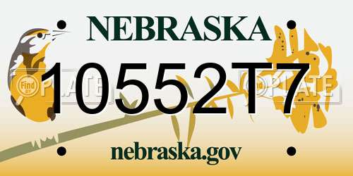 10552T7 Nebraska License Plate