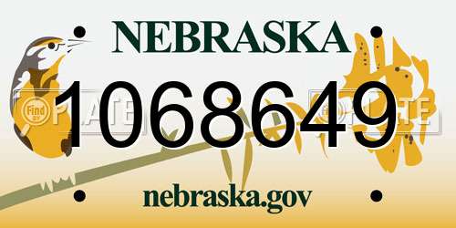 1068649 Nebraska License Plate