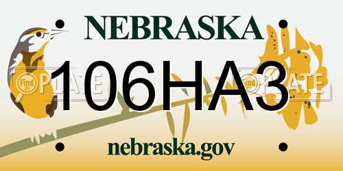 106HA3 Nebraska License Plate