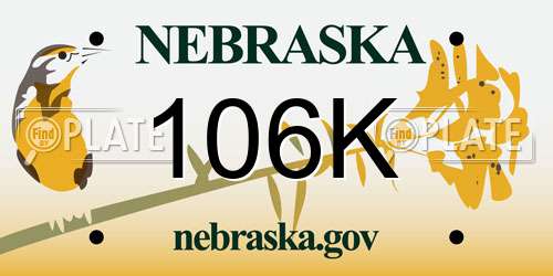 106K Nebraska License Plate
