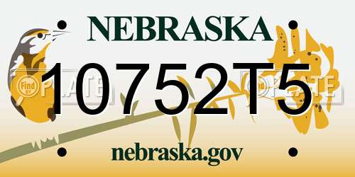 10752T5 Nebraska License Plate