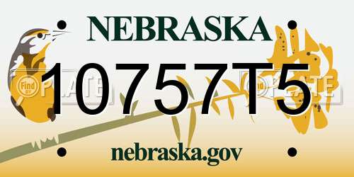 10757T5 Nebraska License Plate